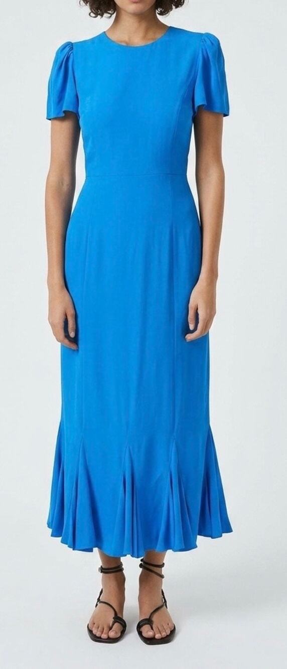 Rhode Maxi Dress Blue Lulani Lightweight Short Sleeve Godet Hem size 4